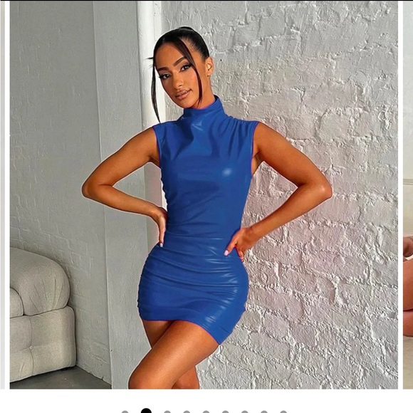 SHINY TURTLENECK MINI DRESS - Picture 1 of 5